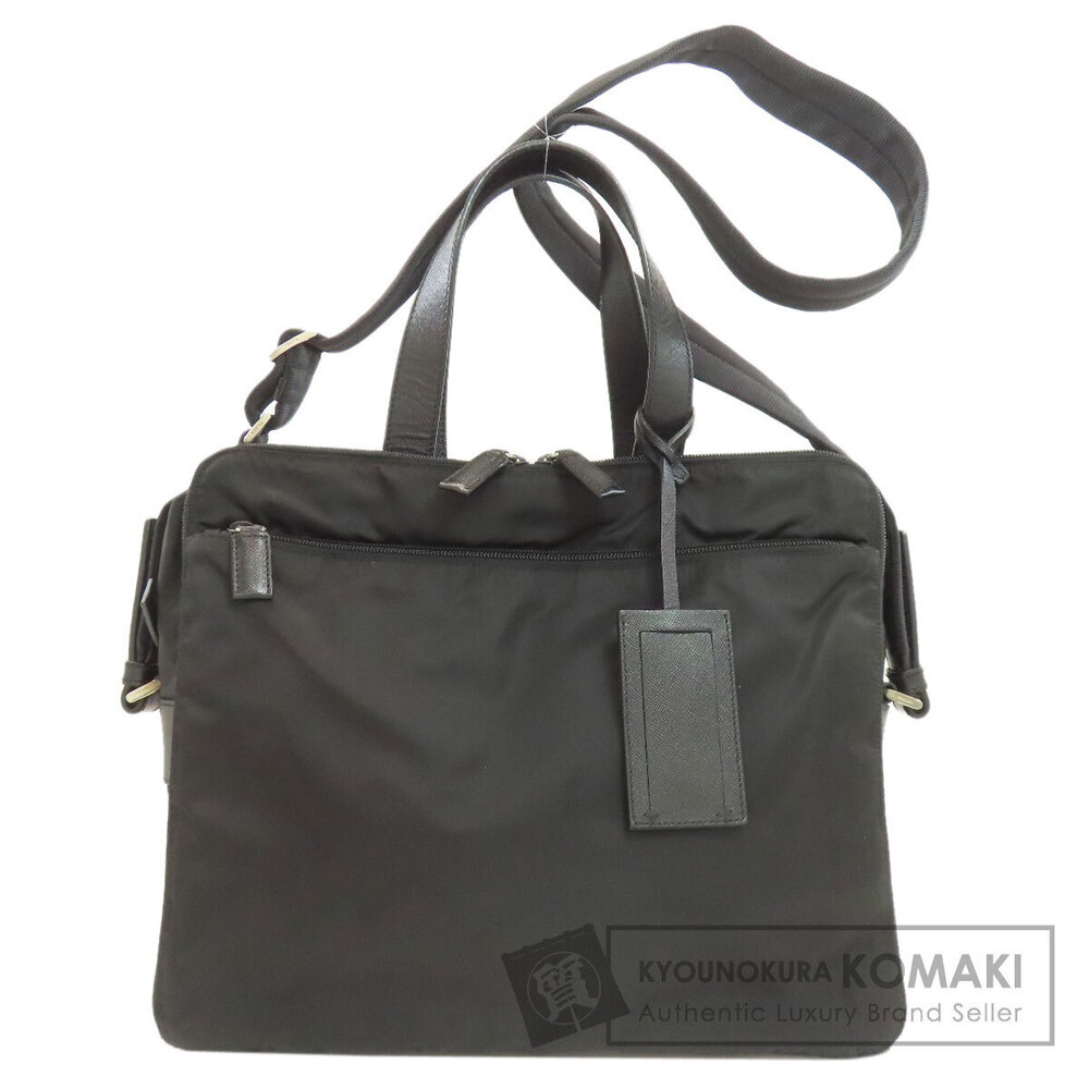 Prada Tessuto black leather 2way business briefcase
